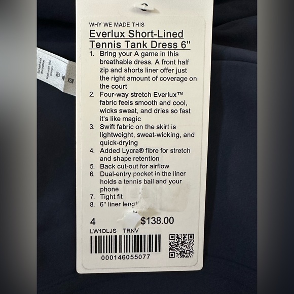 Lululemon Everlux Short Lined Tennis Tank Dress 6" - Picture 8 of 10